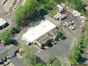 Aerial view of Harmony Labels building on Progress Street in East Stroudsburg