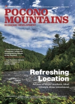 Cover the the Pocono Mountains magazine with mountains and river