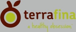 terrafina logo in maroon and yellow "a healthy obsession"